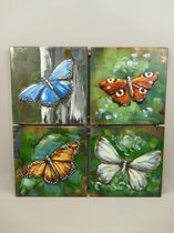 Metaalschilderij 3D - vlinders 82x82 - Wanddecoratie - 82 cm hoog