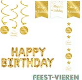 Verjaardagspakket goud Happy Birthday