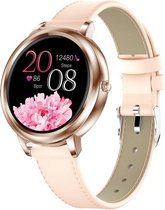 DMV Smartwatch Classy Pro - Smartwatch dames - Smartwatch heren - Activity Tracker - Touchscreen - Lederen band - Dames - Heren - Horloge - Stappenteller - Bloeddrukmeter - Verbran