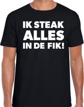 Ik steak alles in de fik bbq / barbecue t-shirt zwart - cadeau shirt voor heren - verjaardag / vaderdag kado S