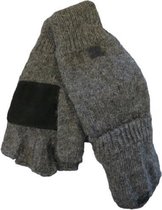 Handschoenen halve vingers / want heren winter - klittenbandsluiting - met leer