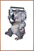 JUNIQE - Poster met kunststof lijst Koala illustratie -13x18 /Grijs