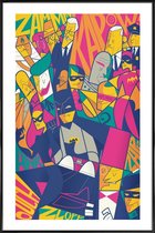 JUNIQE - Poster met kunststof lijst Batman -40x60 /Oranje & Roze