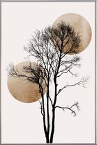 JUNIQE - Poster met kunststof lijst Sun And Moon Hiding Gold -30x45
