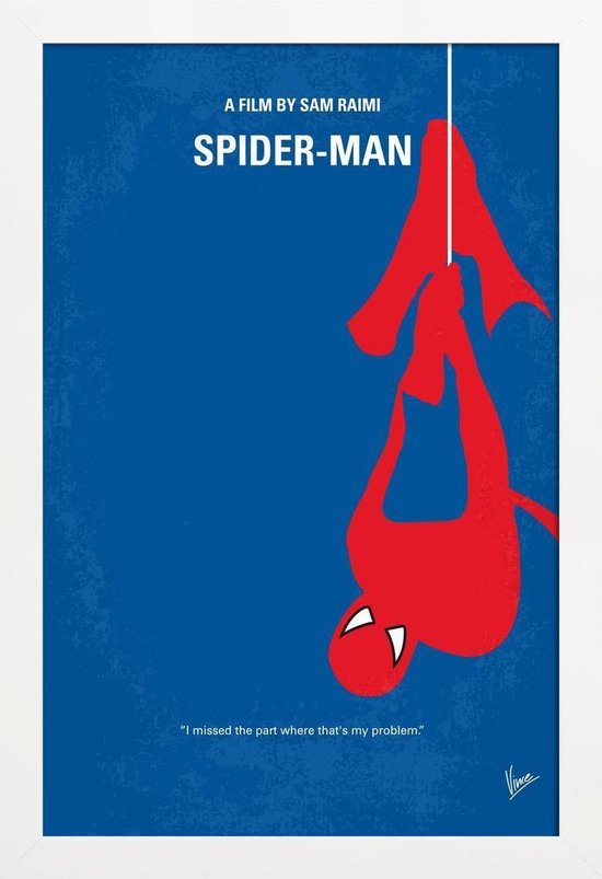 Juniqe Poster In Houten Lijst Spiderman 30x45 Blauw And Rood