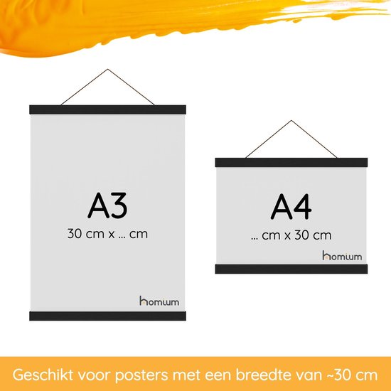 Porte-affiche (30 cm) en bois noir avec fermeture magnétique | A3 | système de suspension d'affiche - cadre d'affiche - cadre d'affiche - clip d'affiche - support d'affiche
