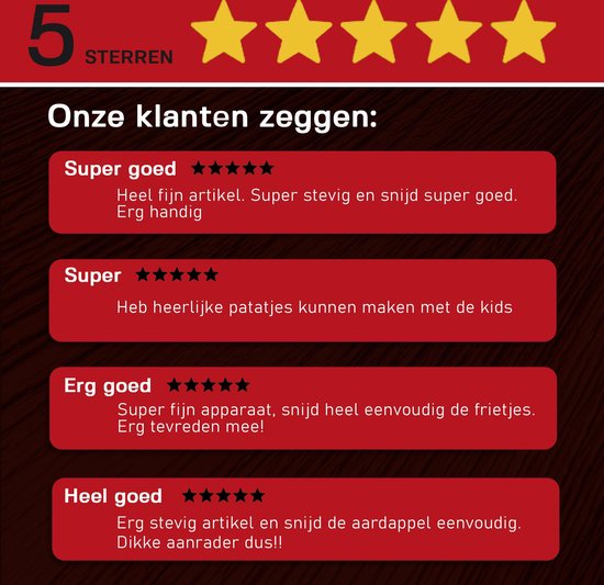 Klantbeoordelingen met 5 sterren. "Onze klanten zeggen:"
