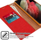 Hoesje geschikt voor Samsung Galaxy S21 Ultra -Mercury Canvas Diary Wallet Case - Hoesje met Pasjeshouder - Rood