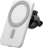 Case2go - Autohouder en Draadloze Oplader geschikt voor iPhone met Apple magnetische ring & oplaadfunctie - Telefoonhouder voor Ventilatierooster - Wit