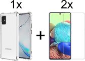 iParadise Samsung A51 Hoesje - Samsung Galaxy A51 hoesje transparant shock proof case hoes cover hoesjes - 2x samsung galaxy a51 screenprotector