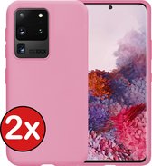 Samsung Galaxy S20 Ultra Hoesje Siliconen Case Cover - Samsung S20 Ultra Hoesje Cover Hoes Siliconen - Roze - 2 PACK