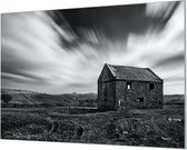 Wandpaneel Frans platte land zwart wit  | 210 x 140  CM | Zilver frame | Wandgeschroefd (19 mm)