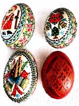 4 Pysanky handbeschilderde eieren (ook voor in de kerstboom)