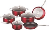 Royalty Line 10-Piece Marble Coating Cookware Set - Red