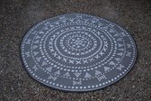 Buitenkleed rond diameter 180 cm, grijs / wit