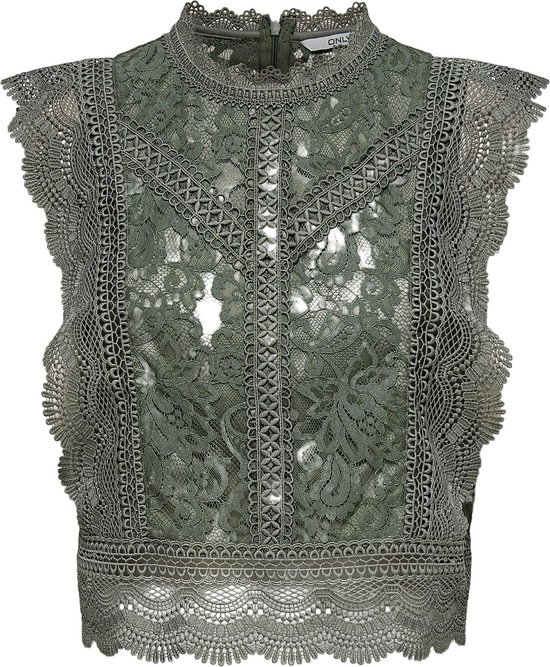 Only - Top Dentelle Sans Manches Col Montant Femme - Élégance Raffinée ONLKARO