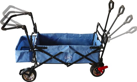 AXI AB210 Opvouwbare Bolderwagen in Blauw - Bolderkar met dak, tas, rem en duwstang - Max. 80kg - Metaal van Axi — afbeelding 2