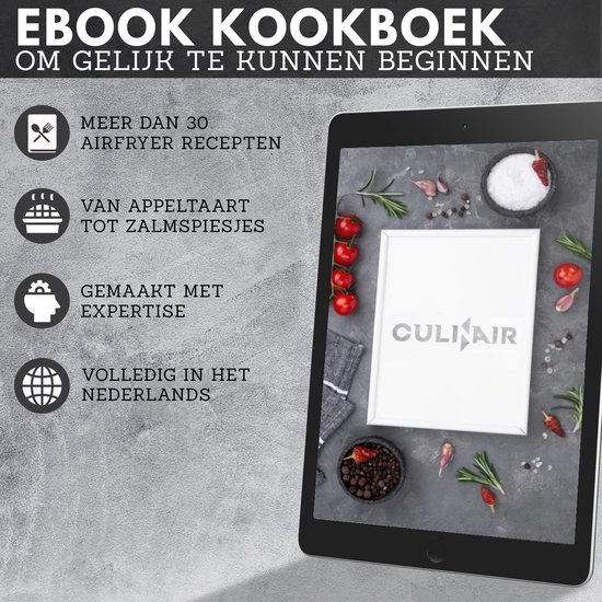 Culi-N-Air XL Heteluchtfriteuse Accessoires Set - Inclusief het Ebook Receptenboek  - 7 Delig