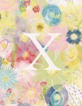 X: Monogram Initial X Notebook for Women and Girls-Pastel Floral-120 Pages 8.5 x 11