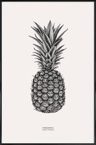 JUNIQE - Poster in kunststof lijst Pineapple -40x60 /Grijs & Ivoor