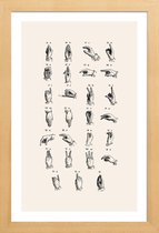 JUNIQE - Poster in houten lijst Vintage Sign Language Chart -20x30