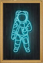 JUNIQE - Poster met houten lijst Astronaut -13x18 /Kleurrijk