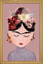 JUNIQE - Poster in houten lijst Frida Pastell -30x45 /Paars & Roze