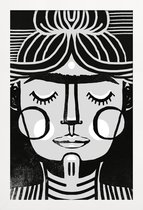 JUNIQE - Poster in houten lijst Dreaming Frida -30x45 /Wit & Zwart