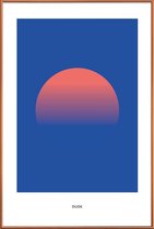 JUNIQE - Poster met kunststof lijst Dusk #6 -20x30 /Blauw & Oranje