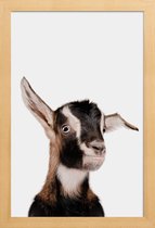 JUNIQE - Poster met houten lijst Goat -13x18 /Bruin & Wit