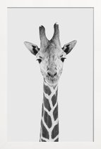 JUNIQE - Poster met houten lijst Giraffe Classic -13x18 /Wit & Zwart