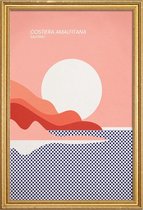 JUNIQE - Poster met houten lijst Amalfi Coast -40x60 /Blauw & Rood