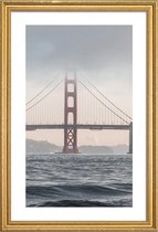 JUNIQE - Poster met houten lijst Golden Gate Bridge -30x45 /Grijs