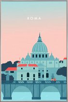 JUNIQE - Poster met kunststof lijst Rome - retro -30x45 /Roze &