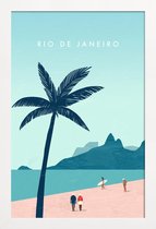 JUNIQE - Poster in houten lijst Rio De Janeiro - retro -30x45