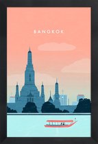 JUNIQE - Poster in houten lijst Bangkok - retro -20x30 /Roze &