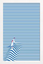 JUNIQE - Poster in houten lijst Sail Away -20x30 /Blauw & Wit