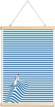 JUNIQE - Posterhanger Sail Away -20x30 /Blauw & Wit