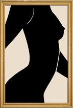 JUNIQE - Poster met houten lijst Silhouette II -40x60 /Grijs & Ivoor