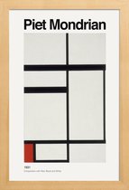 JUNIQE - Poster in houten lijst Mondrian - Composition with Red, Black