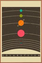 JUNIQE - Poster met kunststof lijst Vintage zonnestelsel reizen -20x30