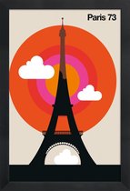 JUNIQE - Poster in houten lijst Vintage Parijs 73 -20x30 /Kleurrijk