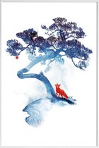 JUNIQE - Poster in kunststof lijst De laatste appelboom -30x45 /Blauw