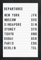 JUNIQE - Poster in houten lijst Departure New York -20x30 /Wit & Zwart
