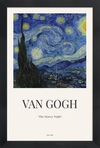 JUNIQE - Poster in houten lijst van Gogh - The Starry Night -20x30