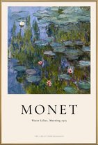 JUNIQE - Poster met kunststof lijst Monet - Water Lilies, Morning