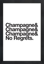 JUNIQE - Poster met houten lijst Champagne & Regrets -13x18 /Wit &