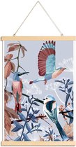 JUNIQE - Posterhanger Birds Of Winter -40x60 /Blauw & Bruin