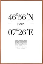 JUNIQE - Poster met kunststof lijst Coördinaten Bern -40x60 /Wit &