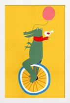 JUNIQE - Poster in houten lijst Unicycle Croc -30x45 /Kleurrijk